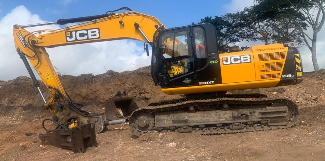 Heavy excavator on a construction site